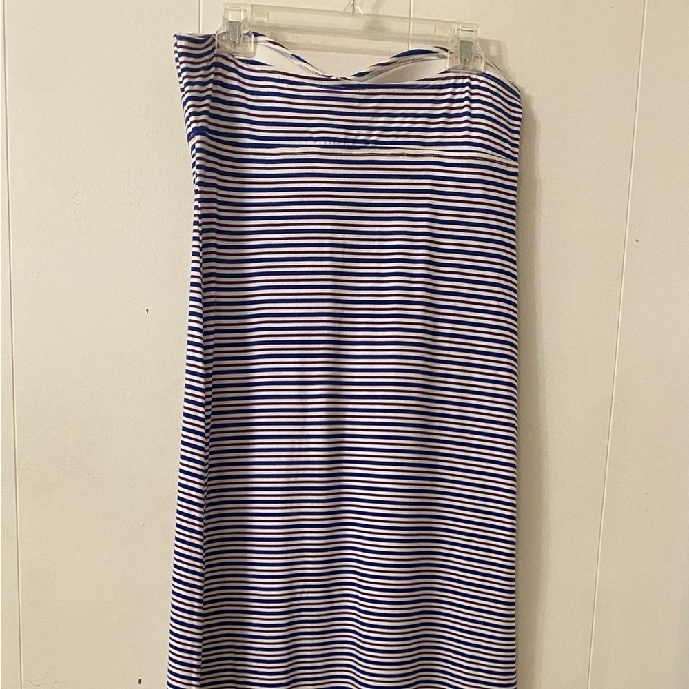 Tommy Bahama Mingling stripes Twist front long Long Bandeau Dress Size L - Picture 4 of 9